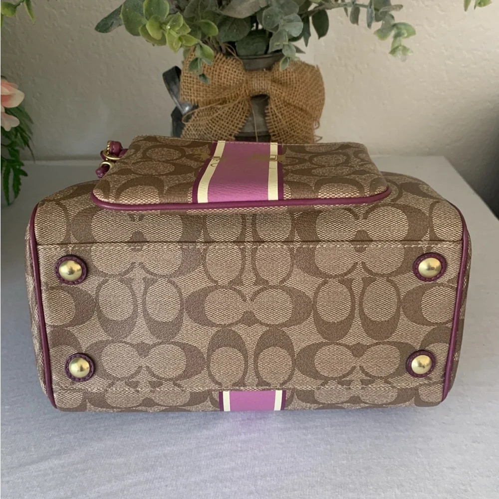 Coach RARE Mini Heritage Satchel Signature Leather Bag and Wristlet